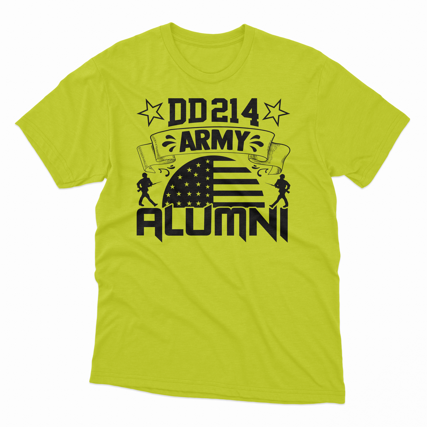 DD214 Army Alumni T-Shirt - Safety Green