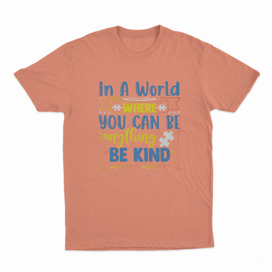 In A World Where You Can Be Anything - Be Kind Adult T-Shirt - Heather Orange