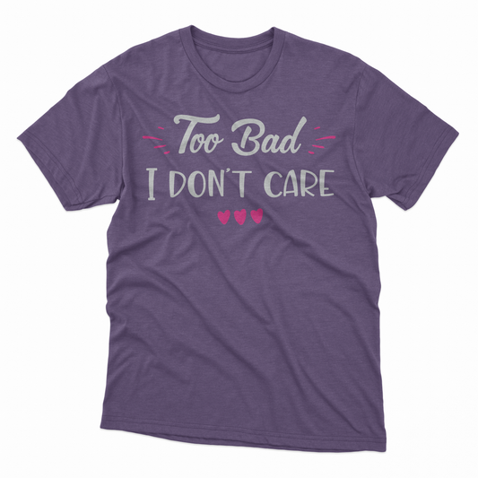 I Don't Care Adult T-Shirt - Heather Purple