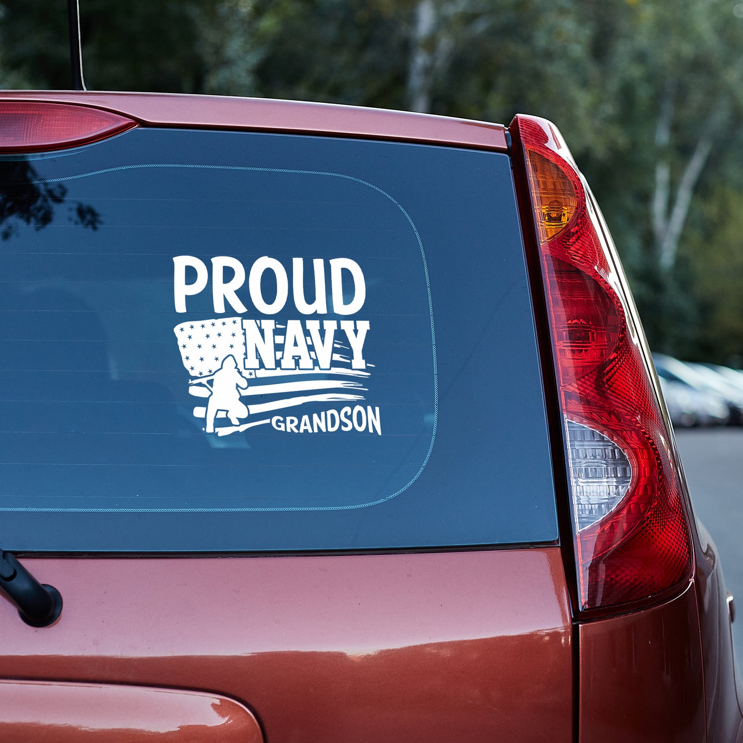 Proud Navy Grandson Vinyl Auto/Car Decal - White 6"X6" or 9"X9"