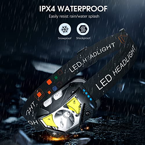 LHKNL Headlamp Flashlight, 1200 Lumen Ultra-Light Bright LED Rechargeable Headlight with White Red Light,2-Pack Waterproof Motion Sensor Head Lamp,8 Modes for Outdoor Camping Running Cycling Fishing